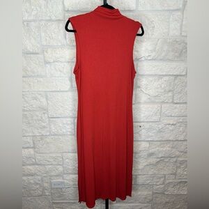 A New Day Ribbed Midi Knit Sweater Dress Size Large Sleeveless Red Never Worn